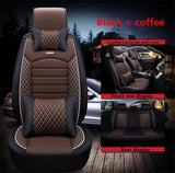KVD Superior Leather Luxury Car Seat Cover for Hyundai Grand I10 Nios Coffee + Black Free Pillows And Neckrest (With 5 Year Onsite Warranty) - D055/98
