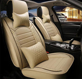 KVD Superior Leather Luxury Car Seat Cover for Maruti Suzuki Vitara Brezza Beige + Black Free Pillows And Neckrest (With 5 Year Warranty) - D056/58