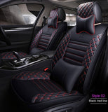 KVD Superior Leather Luxury Car Seat Cover for Toyota Innova Crysta 7 Seater Black + Red Free Pillows And Neckrest (With 5 Year Warranty) - D057/90