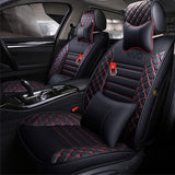 KVD Superior Leather Luxury Car Seat Cover for Hyundai Grand I10 Nios Black + Red Free Pillows And Neckrest (With 5 Year Onsite Warranty) - D057/98