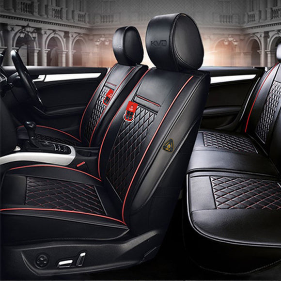 KVD Superior Leather Luxury Car Seat Cover FOR TATA Indigo eCS BLACK + RED (WITH 5 YEARS WARRANTY) - DZ001/73