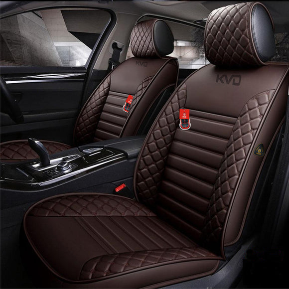 KVD Superior Leather Luxury Car Seat Cover for Toyota Innova 8 Seater Full Coffee (With 5 Year Onsite Warranty) - DZ061/89