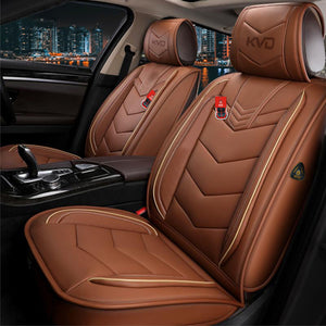 KVD Superior Leather Luxury Car Seat Cover for Kia Seltos Tan + Beige (With 5 Year Onsite Warranty) (SP) - D069/99