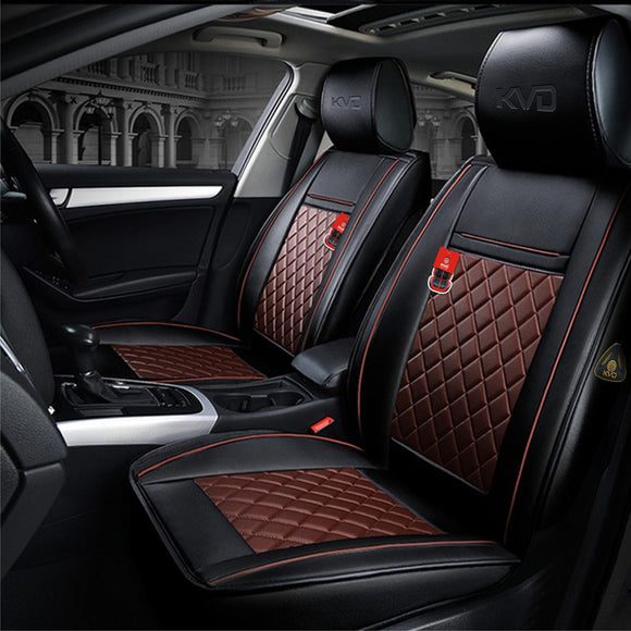KVD Superior Leather Luxury Car Seat Cover FOR MARUTI SUZUKI Vitara Brezza BLACK + CHERRY (WITH 5 YEARS WARRANTY) - D006/58