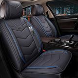 KVD Superior Leather Luxury Car Seat Cover for Hyundai I10 Black + Blue (With 5 Year Onsite Warranty) (SP) - D071/17