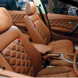 KVD Superior Leather Luxury Car Seat Cover for Volkswagen Taigun Full Tan (With 5 Year Onsite Warranty) - D072/135