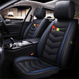 KVD Superior Leather Luxury Car Seat Cover for Ford Fiesta Black + Blue (With 5 Year Onsite Warranty) - DZ073/126