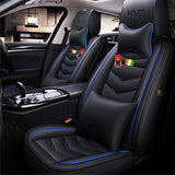 KVD Superior Leather Luxury Car Seat Cover for Mahindra Bolero 8 Seater Black + Blue Free Pillows And Neckrest (With 5 Year Warranty) - DZ073/28