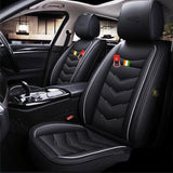 KVD Superior Leather Luxury Car Seat Cover for Fiat Punto Black + Silver (With 5 Year Onsite Warranty) - DZ077/121