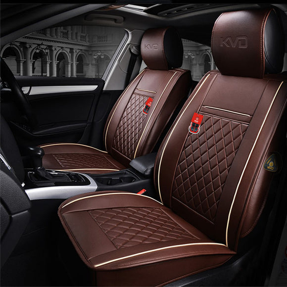 KVD Superior Leather Luxury Car Seat Cover FOR TATA Tigor CHERRY + WHITE (WITH 5 YEARS WARRANTY) - DZ003/81