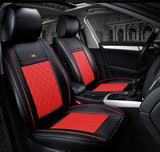 KVD Superior Leather Luxury Car Seat Cover For Hyundai Aura Black + Red (With 5 Year Onsite Warranty) - D008/116