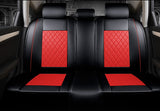KVD Superior Leather Luxury Car Seat Cover For Mg Hector Black + Red (With 5 Year Onsite Warranty) - D008/109
