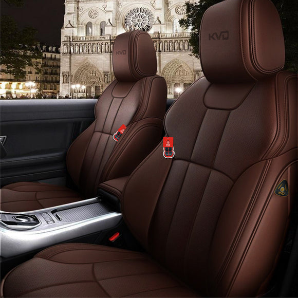 KVD Superior Leather Luxury Car Seat Cover for Toyota Innova 7 Seater Full Coffee (With 5 Year Onsite Warranty) - D082/88