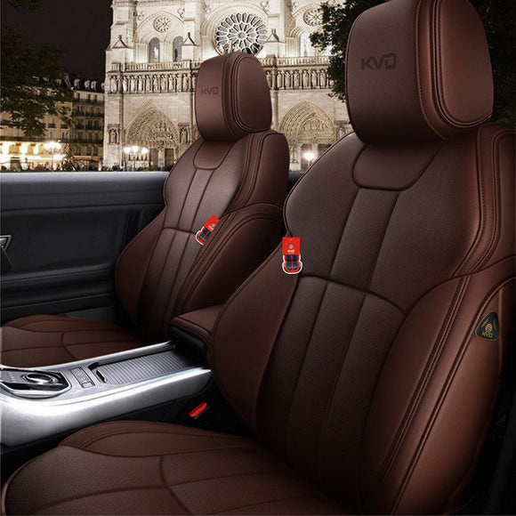 KVD Superior Leather Luxury Car Seat Cover for MG Astor Full Coffee (With 5 Year Onsite Warranty) - D082/145
