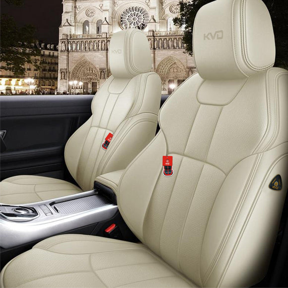 KVD Superior Leather Luxury Car Seat Cover for Maruti Suzuki Zen Estillo Full Beige (With 5 Year Onsite Warranty) - D083/61