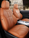 KVD Superior Leather Luxury Car Seat Cover for Skoda Kushaq Full Tan (With 5 Year Onsite Warranty) - D085/135