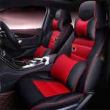 KVD Superior Leather Luxury Car Seat Cover for Chevrolet Spark Black + Red Free Pillows And Neckrest Set (With 5 Year Onsite Warranty) - DZ088/128