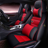 KVD Superior Leather Luxury Car Seat Cover for Skoda Octavia Black + Red Free Pillows And Neckrest Set (With 5 Year Onsite Warranty) - DZ088/65