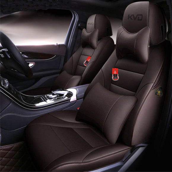 KVD Superior Leather Luxury Car Seat Cover for Maruti Suzuki Grand Vitara Full Coffee Free Pillows And Neckrest Set (With 5 Year Onsite Warranty) - DZ090/147