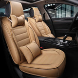KVD Superior Leather Luxury Car Seat Cover for Skoda Superb Beige + Coffee Free Pillows And Neckrest Set (With 5 Year Onsite Warranty) (SP) - D095/67