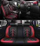 KVD Superior Leather Luxury Car Seat Cover for Nissan Sunny Black + Red (With 5 Year Onsite Warranty) - D098/129