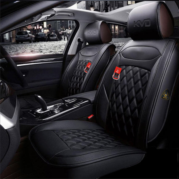 KVD Superior Leather Luxury Car Seat Cover FOR HYUNDAI i10 FULL BLACK (WITH 5 YEARS WARRANTY) - D009/17